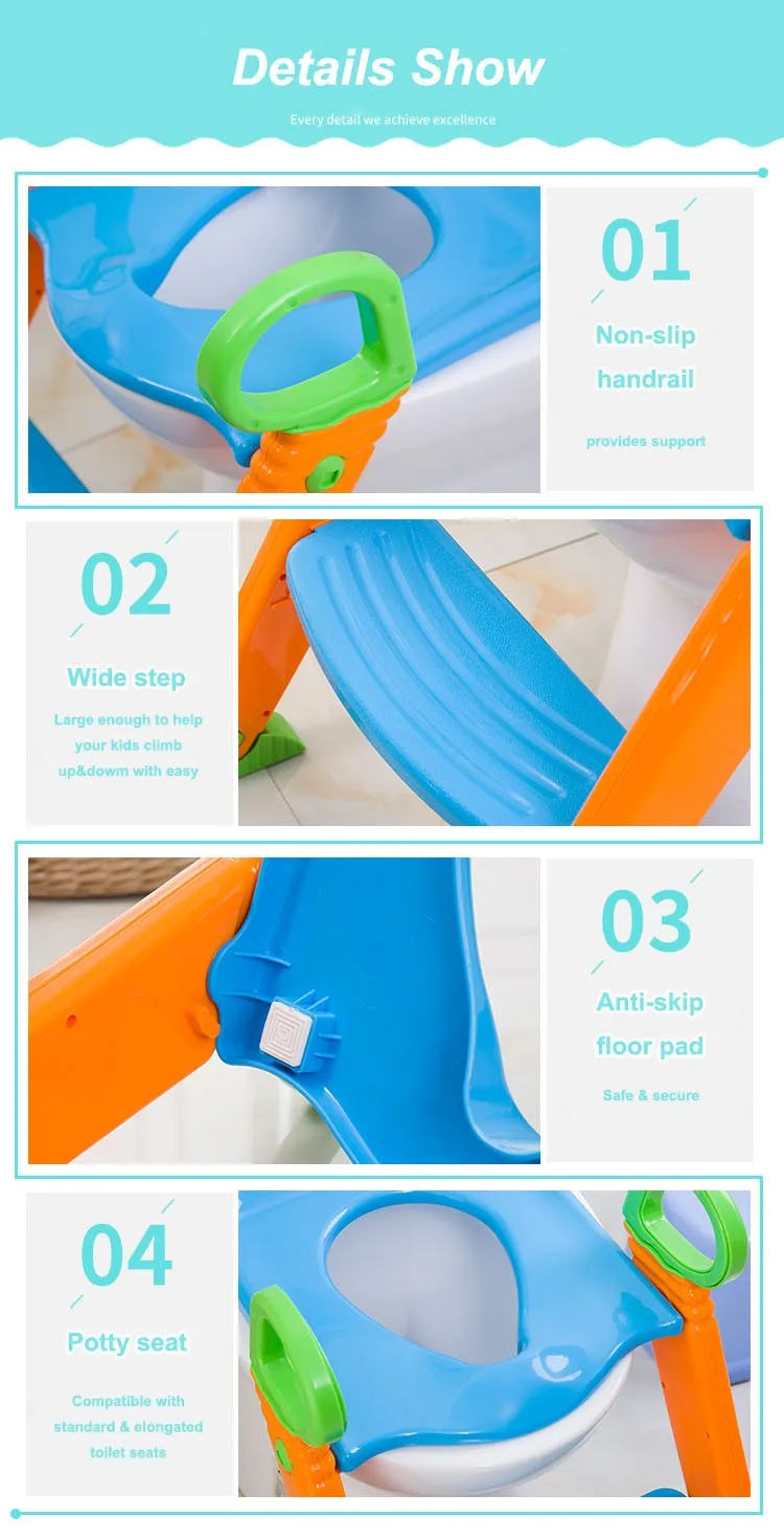 Plastic Baby Ladder With Step Stool Ladder Squatty Potty Toilet Trainer ...