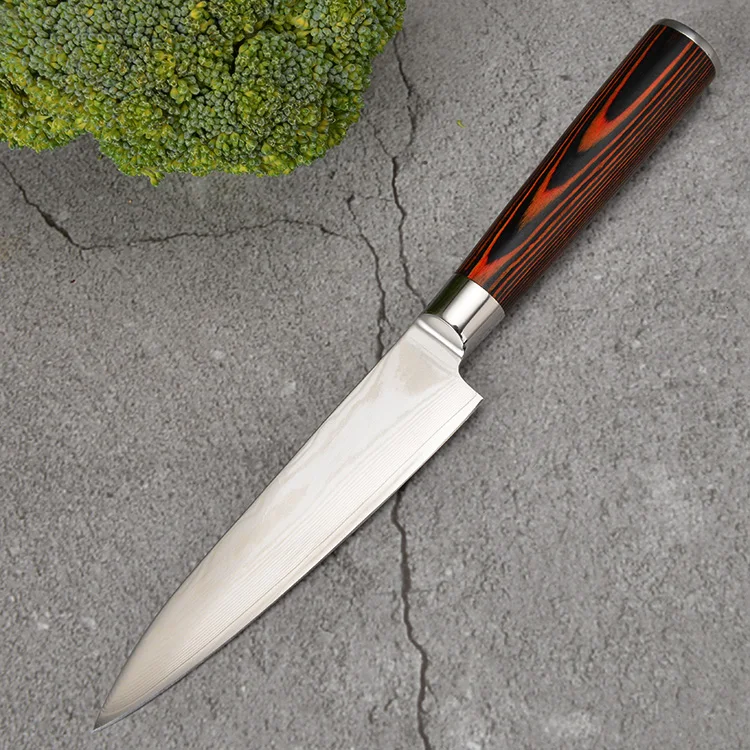 konoll 热销 pakka 木柄 67 层 8cr14mov 大马士革钢 uitlity 刀 5