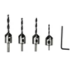 three pointed woodworking 4pc countersink drill reaming drills carpentry chamfering guide bits high speed steel bit