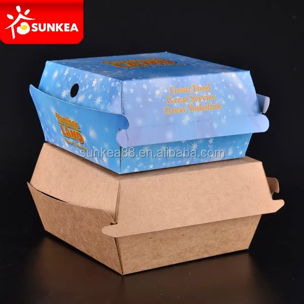 Benutzerdefinierte papier verpackung burger box vorlagen für fast-food