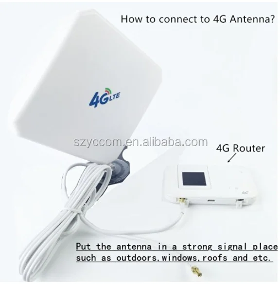 Aigital 4G LTE Antena CRC9 35dBi Dual Mimo Antenna Amplificador de Señal 3G/4G/GSM High Gain Antenna para Huawei Enrutador Móvil 4G Router Banda Ancha Móvil Hotspot Antena Outdoor 