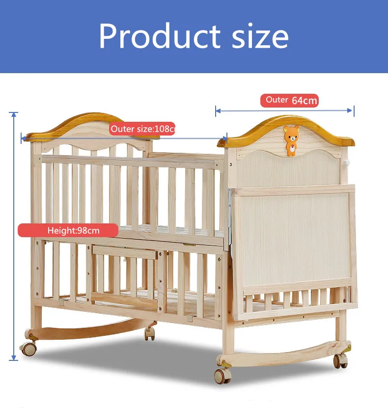 Comfortable Sscientific Ecofriendly Wood Baby Crib Sale With Bed