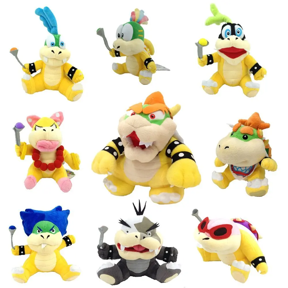 Buy One Set Of 2 Pcs Baby Bowser Jr Baby Dry Bowser Bones Koopa Super Mario Bros Plush Toy Stuffed Animal Grey With A Free Badge As Gift 7 In Cheap Price