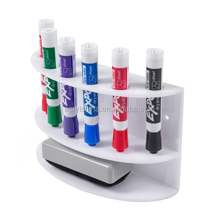 2tiered 6 Slots Wall Mounted White Acrylic Dry Erase Board Marker And