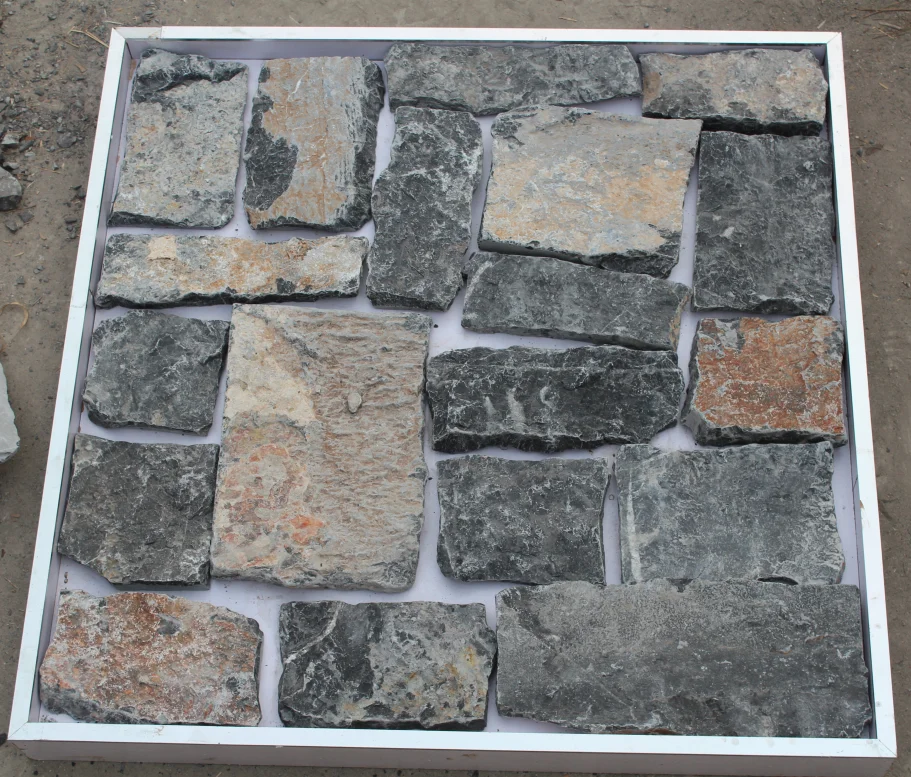 黑色随机尺寸石头室外装饰墙砖花园文化石