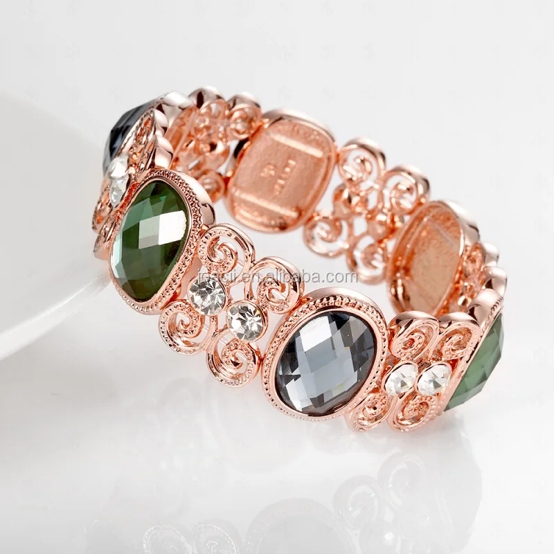 Unique 18K Rose Gold Plated Colorful Crystal Bangle With Joyeria