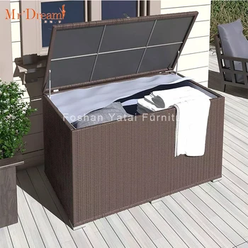 New Design Waterproof Kd Deck Rattan Outdoor Storage Box With Cover New Design Waterproof Kd Deck Rattan Outdoor Storage Box With Cover