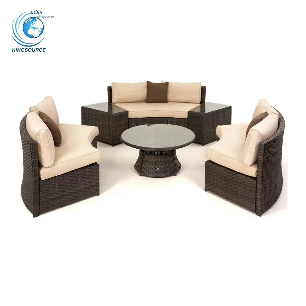 Durable All Weather Rattan Half Moon Curved Garden Sofa Set Product On