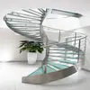 Customize glass steps function of curved staircase in building