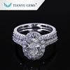 Tianyu gem factory make your dream ring with colorless white 9*6mm pear crushed ice cut moissanite halo wedding set