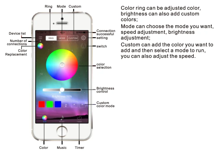 4key Remote Blue-tooth Wireless Music Remote Smartphone Controller for led rock light