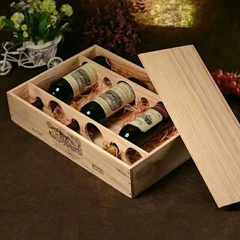 Download Open Lid Wooden Wine Packing Box With Dividers For 6 ...