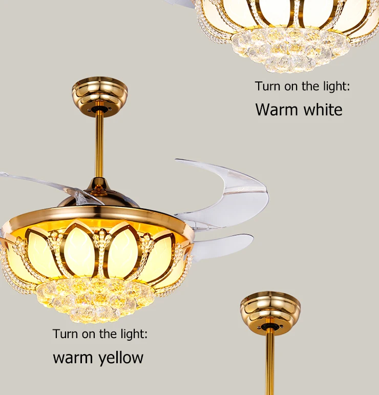 1stshine Crystal Fancy Invisible Blade Luxury Golden 220v Universal