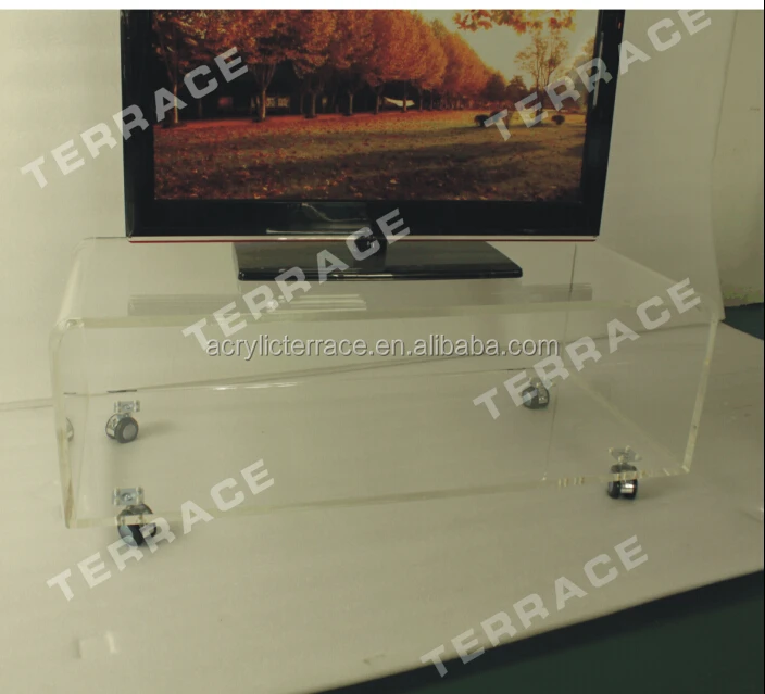 Acrílico mesa de TV con ruedas Lucite revista mesasIdentificación del