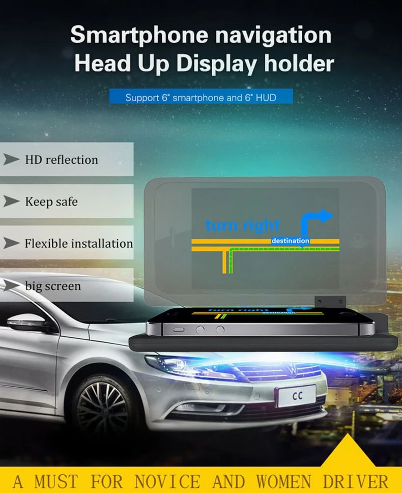 Universal H6 Holder Big Screen Car HUD Head Up Display Phone Holder GPS Projector