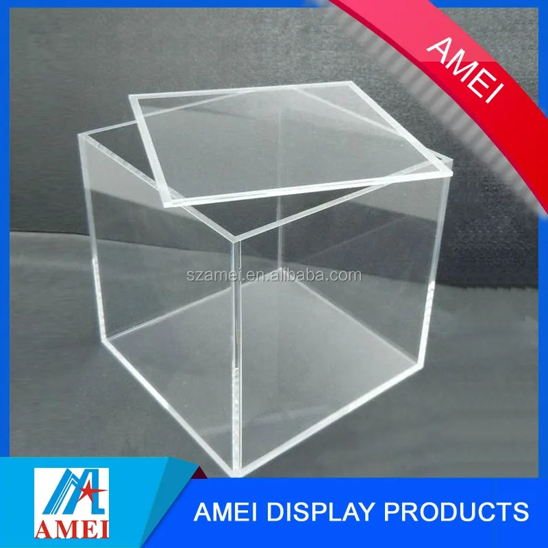 2016 Custom Made Small Clear Acrylic Box With Lid With 10*10*8cm Size