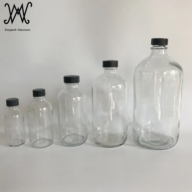 Download 16oz 500ml Clear Boston Round Glass Bottle With Trigger ...