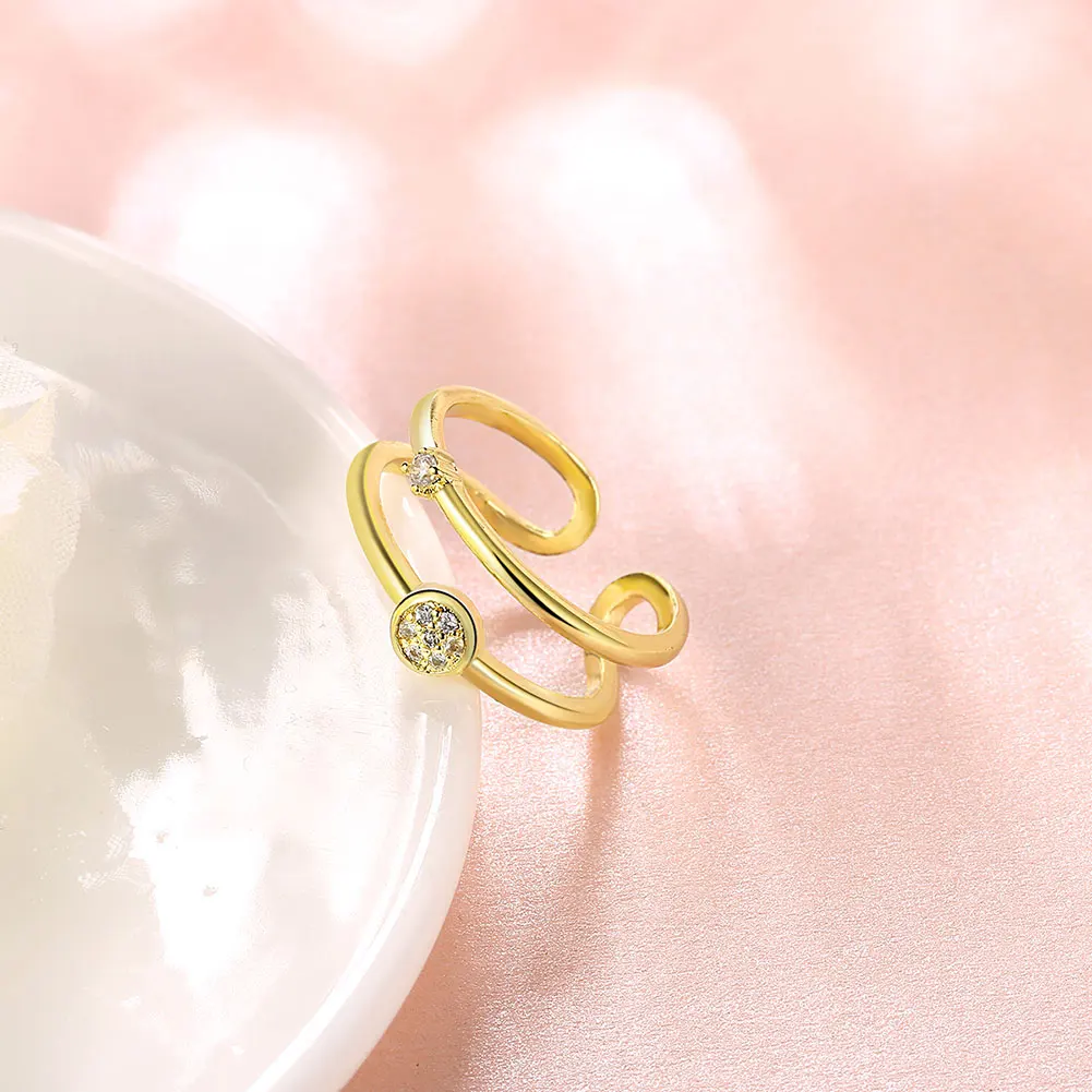 新设计创意女性饰品金属银色订婚戒指