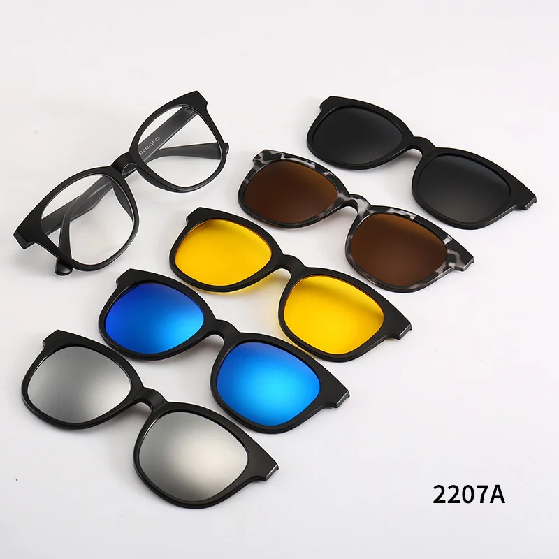 2201A Superhot Eyewear 5 in 1 Magnet Polarized Sunglasses Interchangeable Magnetic Clip On Glasses