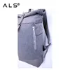 China manufacture cotton blue rolltop felt fabric backpack felt bag