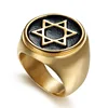 Factory Price Gothic Simple Six Pointed Star Ring Gold Star Stainless Steel Punk Goth Retro Man's Ring