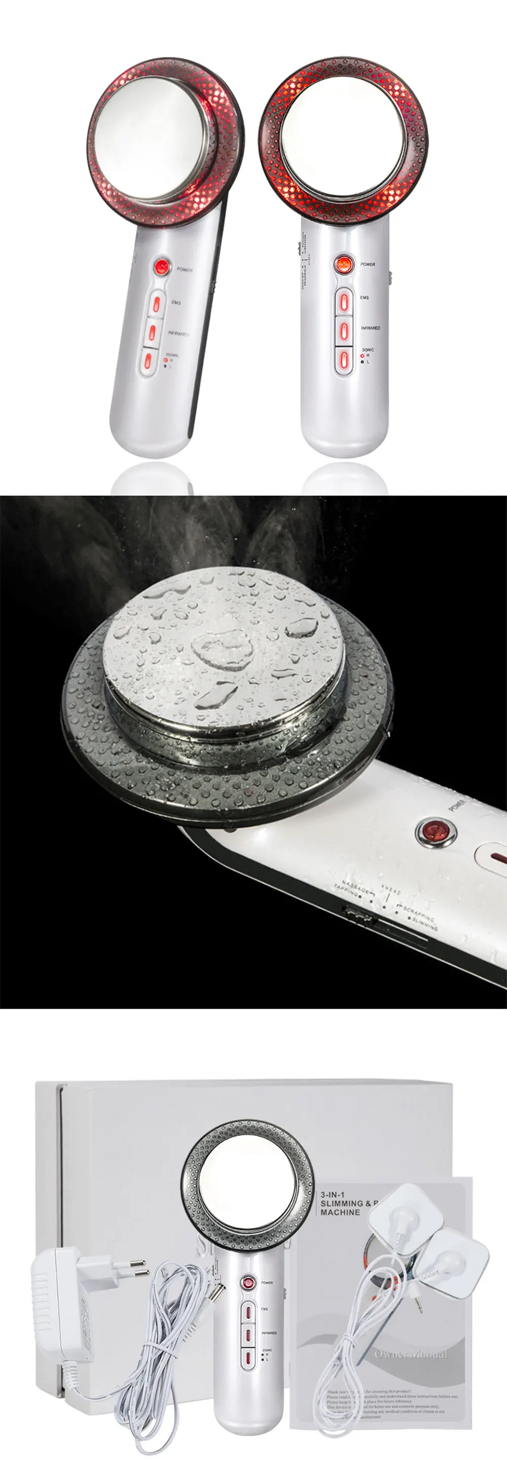 3 in 1 EMS Body Slimming Fat burning Massager Infrared ultrasound reduce weight Anti aliphatic mass Cosmetic instrument