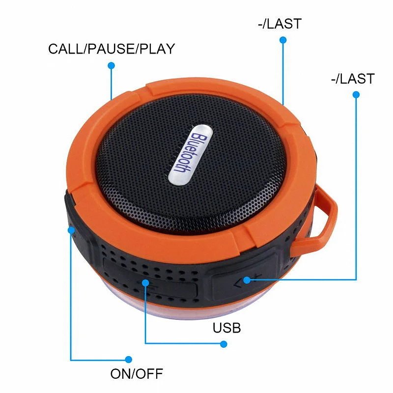 Out Door Bass stereophony bt speaker Wireless hands free with Mountaineering hook (EB078) - ANKUX.COM