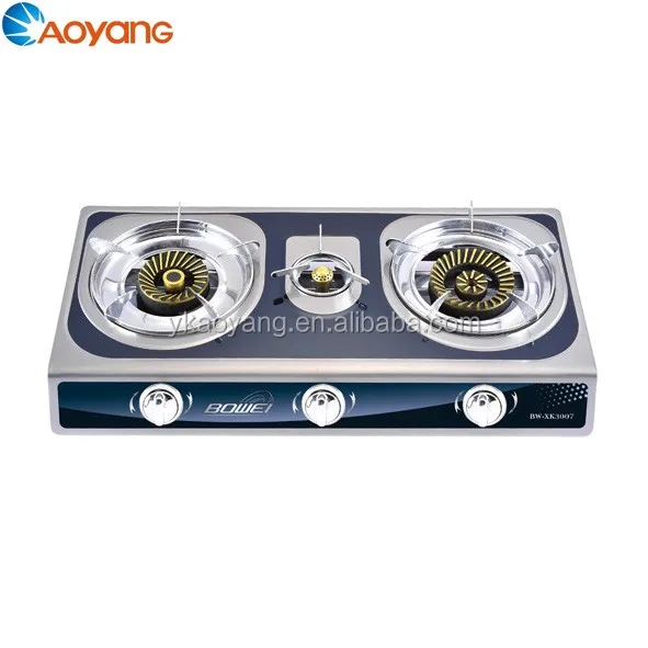 Hotel Cooking Kitchen Stainless Steel Prestige Gas Stove 3 Burner