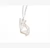 Modern hollow out outline alloy silver cute cat pendant