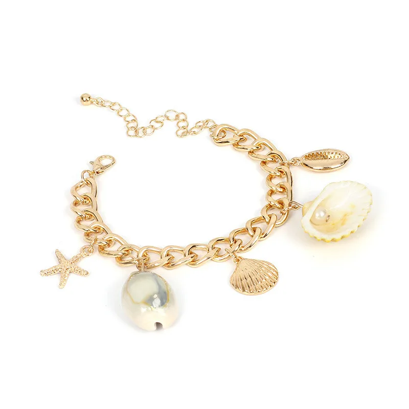 欧洲和美国个性时尚天然贝壳蜡绳项链手工制作的海贝壳项链