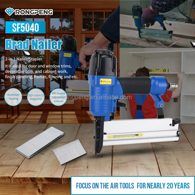 Brad Nailer Stapler Sf5040 Rongpeng Heavy Duty 2 In 1 Pneumatic