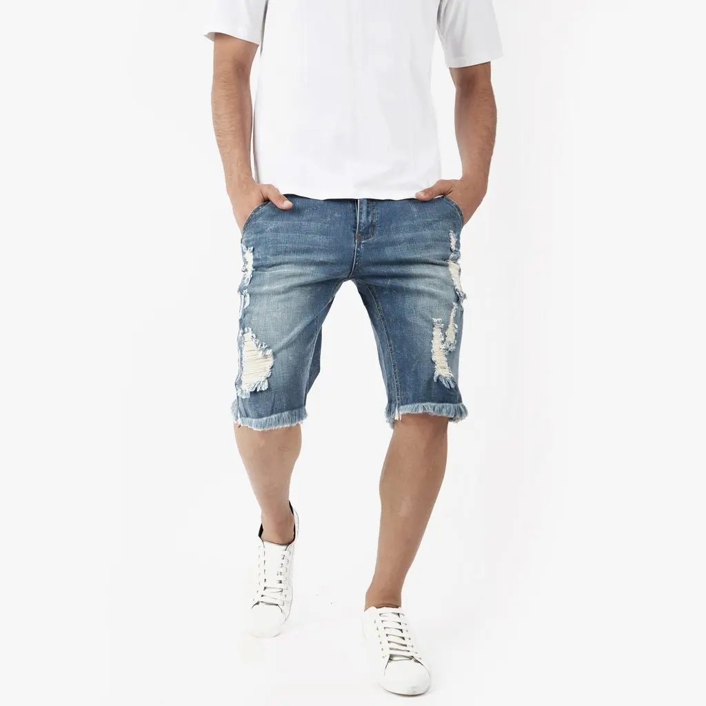 Buy AFS Ladies Stretchy Denim Shorts Distressed Jeans Boyfriend Skinny  Hotpants Ripped Rollup Half Pants Online at desertcartINDIA