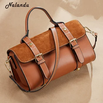 camel color leather handbag