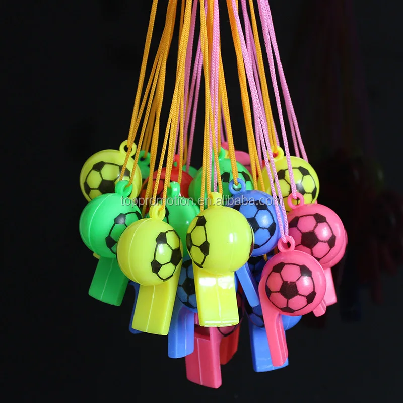 colorful plastic whistle with string and clip