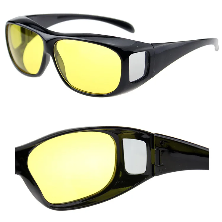 HD Night Vision Unisex Driving Sunglasses Yellow Lens Over Wrap Around Glasses 