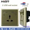 Multi purpose wall socket standard grounding socket outlet with double USB ports for mobile phone and tablets charging