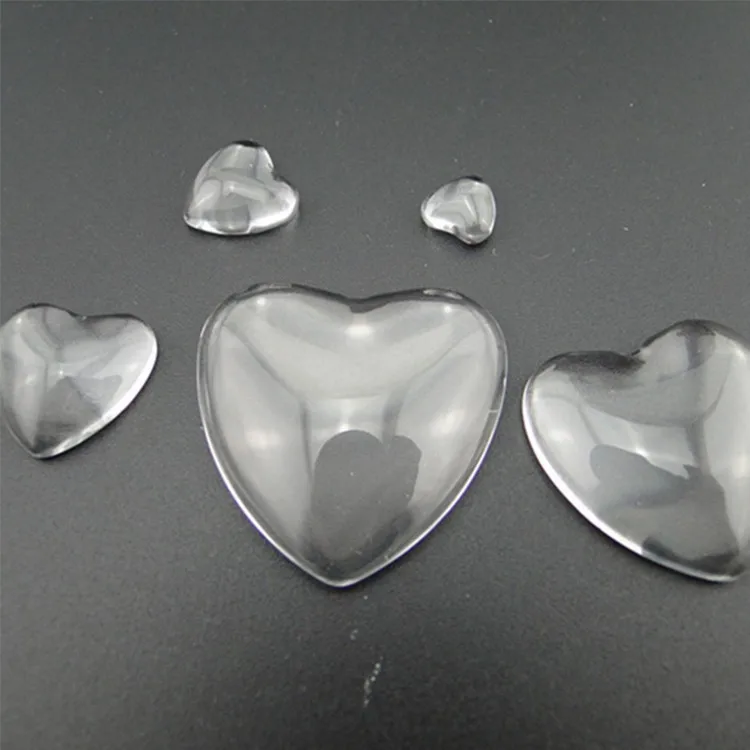 20 Transparent Clear Love Heart Dome Flatback Glass Cabochon 25mm