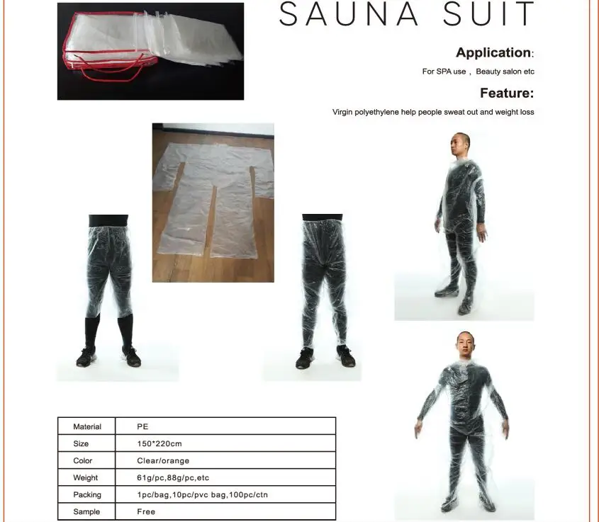 Прозрачный пластиковый корпус сауна костюм для женщин. 