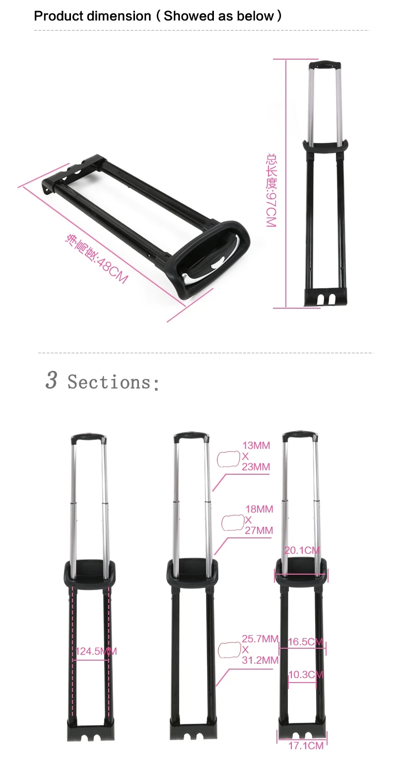 retractable luggage handles parts