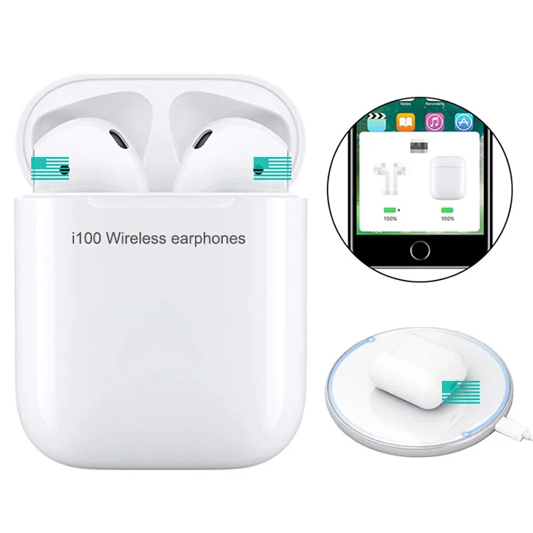 i100 tws for Smart Phone Blue tooth Earphones in ear Sensor Wireless Headphone Pop-up Headset Wireless Charging Earbuds - ANKUX.COM