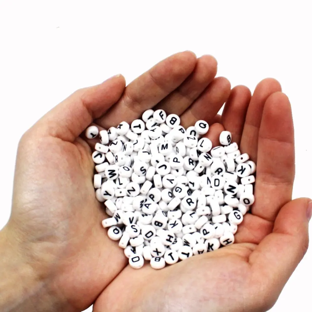 Acrylic White Coin Round Alphabet Letter Beads For Jewelry Making Buy 