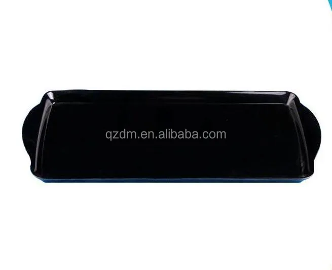 2-Handled Melamine Black Tray No Printing