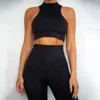 Custom logo two piece set women clothing workout sets crop top and yoga pants set