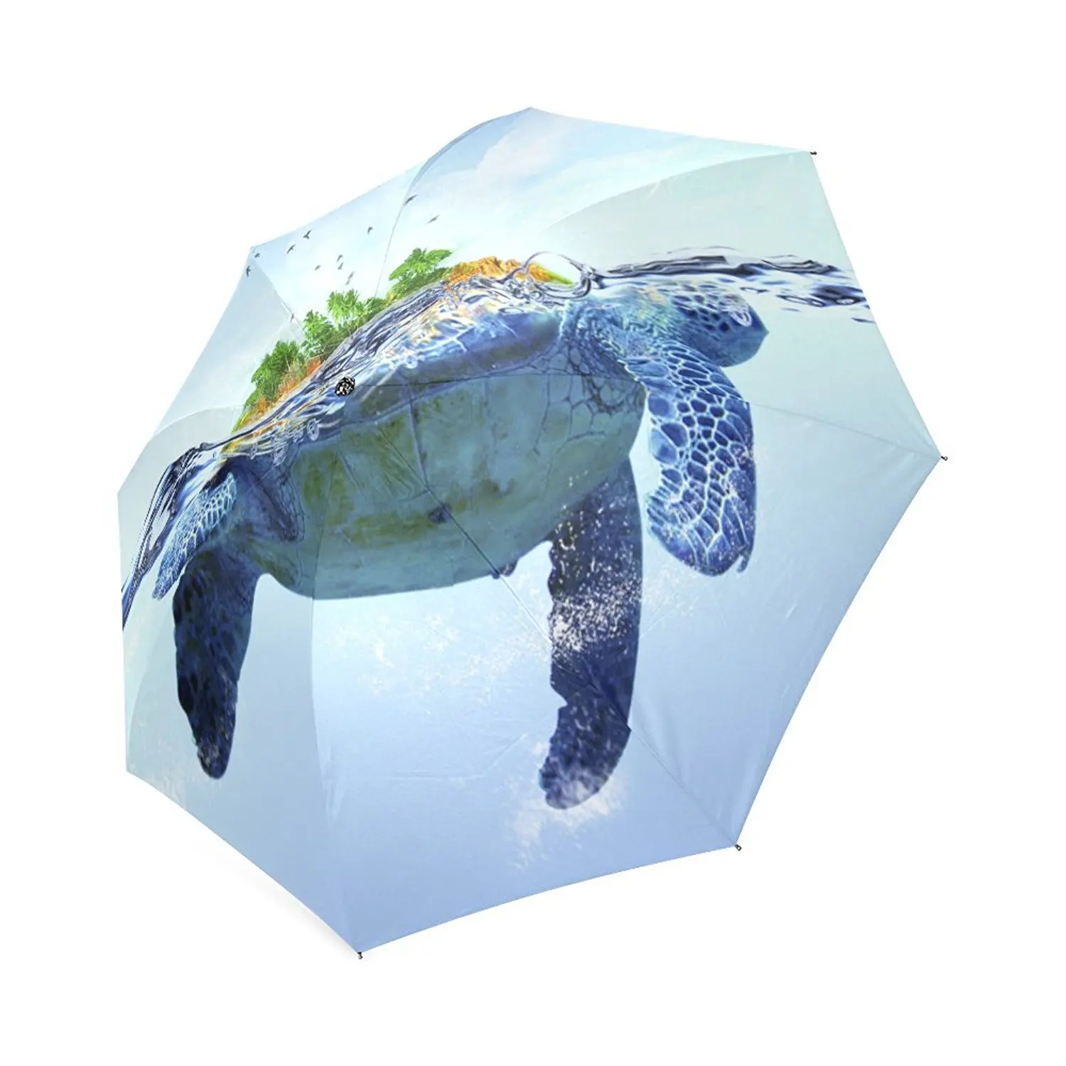Custom Sea Turtles Compact Travel Windproof Rainproof Foldable Umbrella