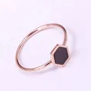 Yiwu Aceon Stainless Steel Thin Band Finger Jewelry Rose Gold Black Shell Hexagon Ring