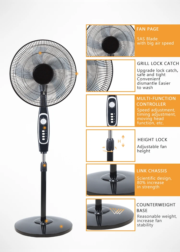 5 Abs Blade Oscillating 16 Ce Cb Electric Stand Fan Modern Custom Logo