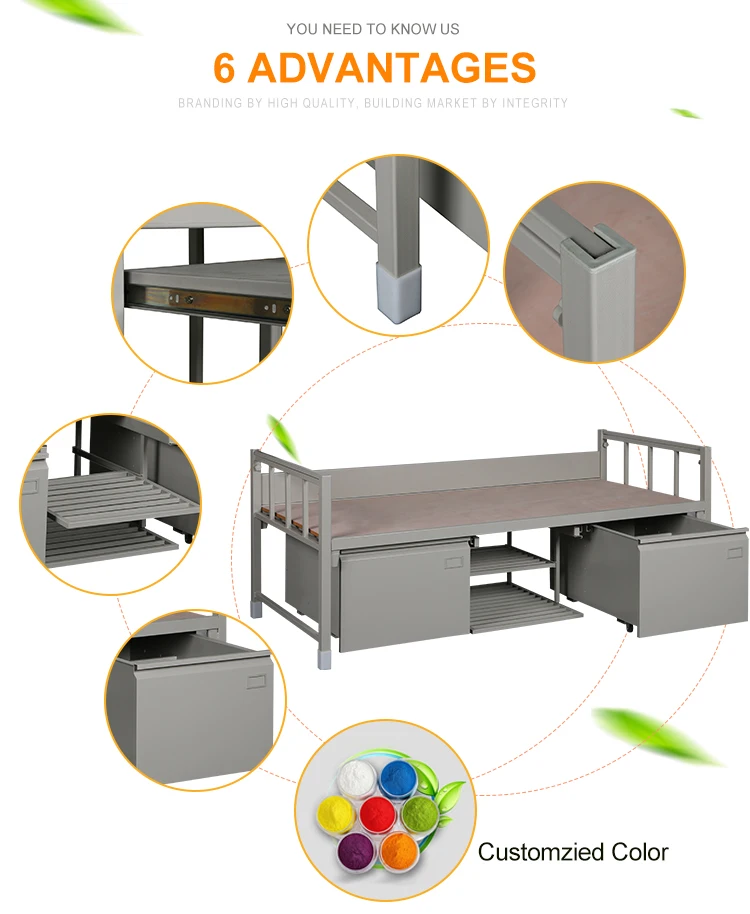 Metal Army Bed Single Bed With 2 Storage Drawer - Buy Army Bunk Bed ...