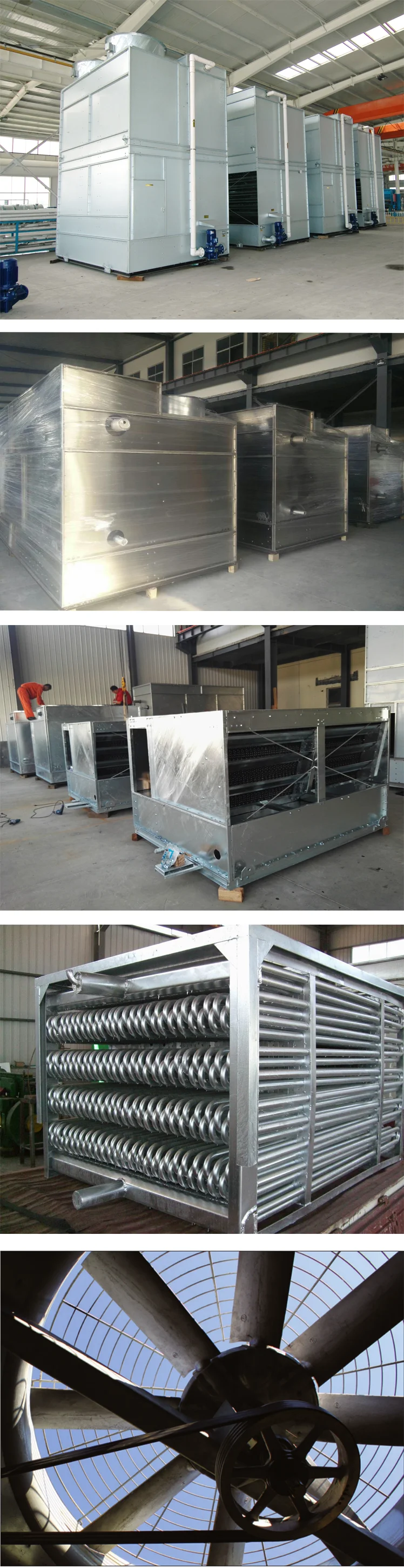 Heat exchanger ammonia refrigerant evaporative condenser