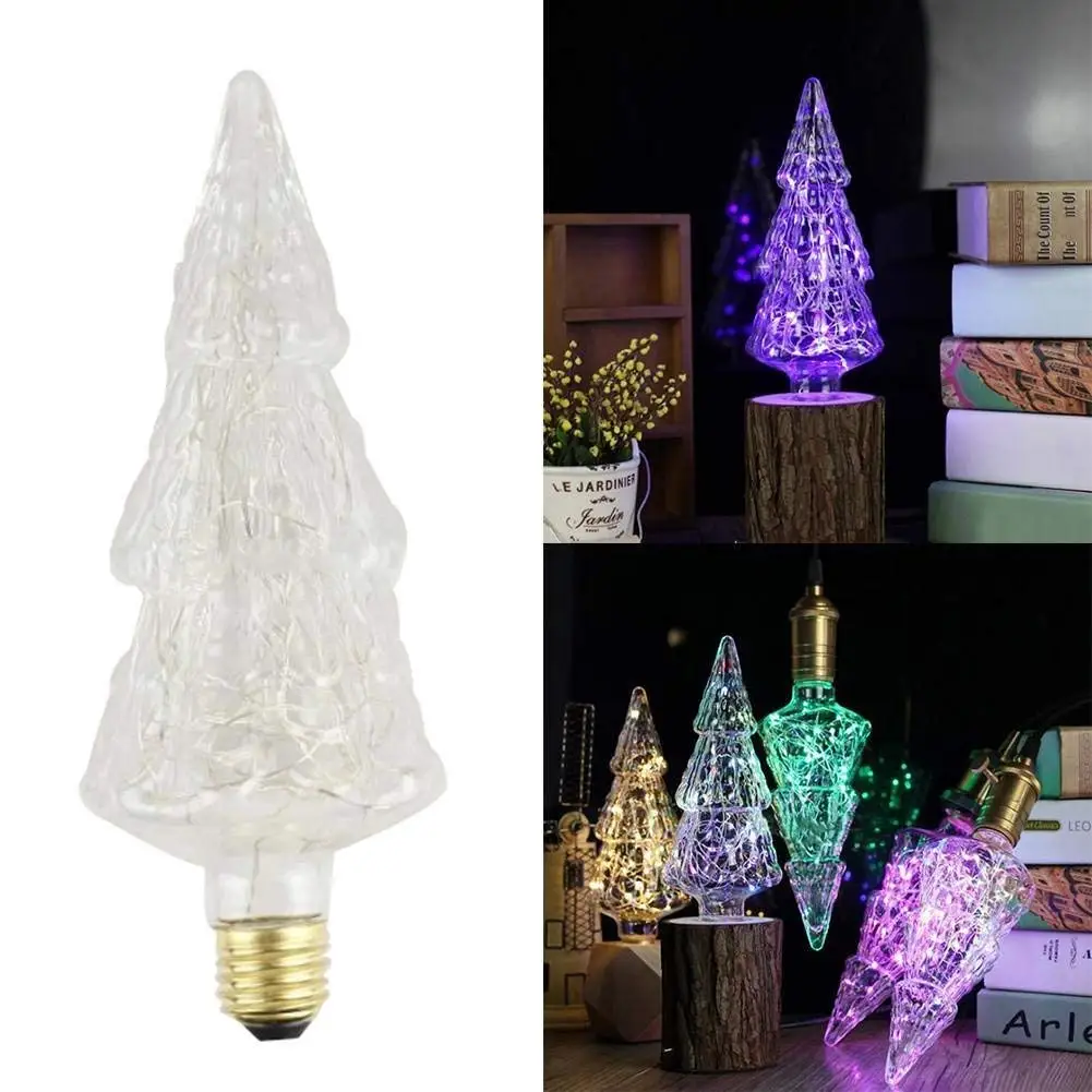 Laideyilan LED Hanging Lamp E27 Christmas Tree Copper Wire lamp Blue Different Shaped Copper Wire Bulb Deco Vintage Bar/Holiday Decorations(Without Lamp Holder)