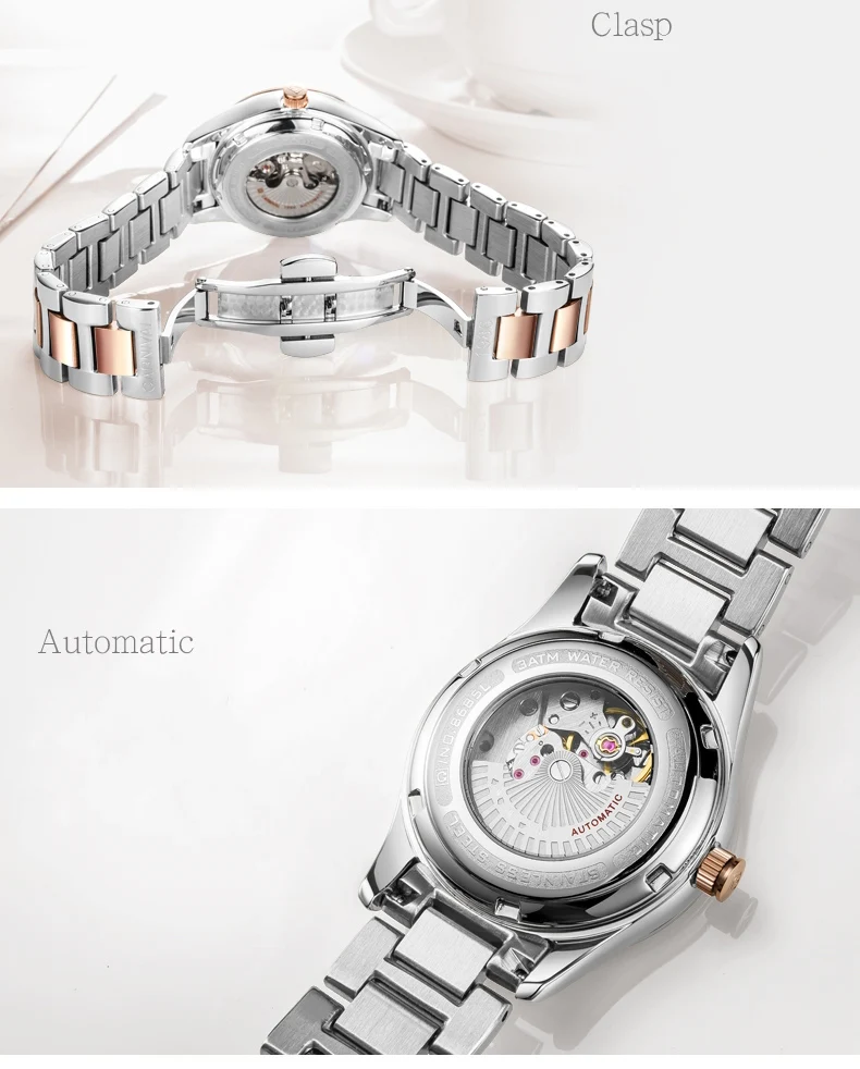 Crystal bezel mechanical watch 2017 luxury japan automatic watch with japan 9015 movement